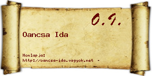 Oancsa Ida névjegykártya